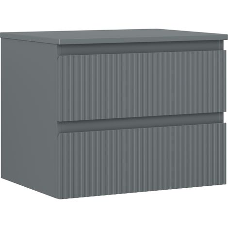 Mexen Rivel Badezimmerunterschrank 60 cm mit Arbeitsplatte, 2 Schubladen, geriffelt, matt Graphit - 91A20-06047-2-BFFC66 (1/5)