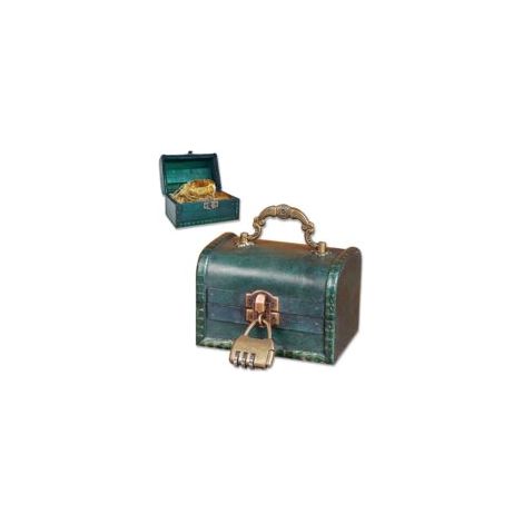 Coffre Trésor Bois Vintage - 1 pièce, Coffre Trésor Bois Vintage 11,5×8×8cm Serrure Combinaison - Émeraude, Mini Rangement (1/5)