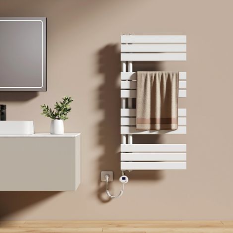 EMKE Elektrischer Badheizkörper 104 x 50 cm 600 W Weiß Handtuchwärmer mit WiFi Tuya App-Steuerung IPX4 4 Modi (1/5)