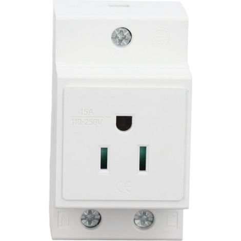 Prise de Courant Alternatif Fiable sur Rail DIN, pour Panneau de Distribution, Prise de Courant en Nylon Ignifuge pour une Installation Facile (États-Unis AC110‑250 V 15 A) (1/4)