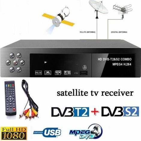 Récepteur décodeur intelligent TV numérique DVB-T2 + DVB-S2 1080P avec décodeur MPEG4 Prise européenne (1/4)