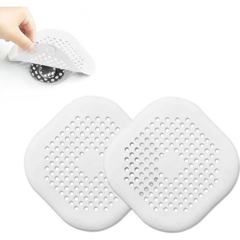 Lot de 2 attrape-cheveux en silicone pour salle de bain,baignoire,cuisine,lavabo et évier (blanc,blanc) (1/5)