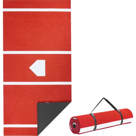 VEVOR Tappetino da Baseball, 300x116 cm, Tappetini in Erba Sintetica per Box di Battuta, Attrezzatura per Allenamento di Battuta Softball con Base di Casa ed Erba Sintetica Anti-Scolorimento, Rosso