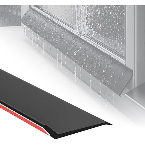 Bande Pare-Pluie pour Bas de Fenêtre Autocollante, caoutchouc souple résistant UV coupable sur mesure, déflecteur d’étanchéité pour porte et menuiserie extérieure, coloris noir (1/5)