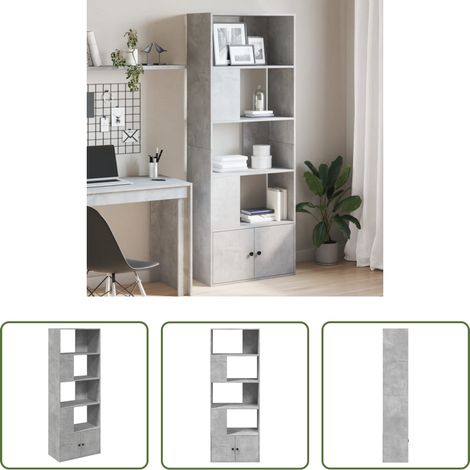 Bücherregal Beton -  Bücherregal Betongrau 70x36x189 cm Holzwerkstoff (1/5)