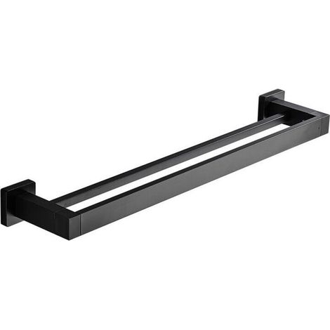 Porte Serviette Double Salle de Bain, Noir Barre Porte Serviette Mural, Porte Essuie Salle de Bain en Acier Inoxydable Porte Torchon Cuisine Support de Serviettes, 40cm (1/4)