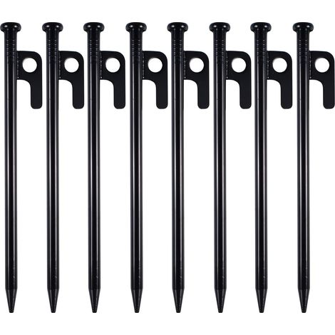 8er-Pack 20-cm-Campingheringe, Metallpfähle, robuste Zeltheringe, Zeltheringe, Garteneinfassungspfähle mit Haken und Loch für Camping und Garten
