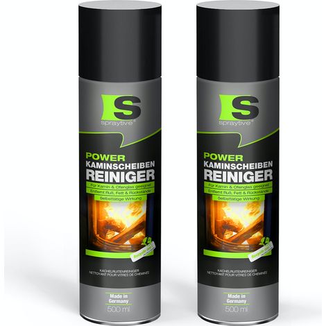Spraytive 2x 500ml Power-Kaminscheibenreiniger – Aktivschaum für Kamin - & Ofenglas, entfernt Ruß & Fett (1/5)