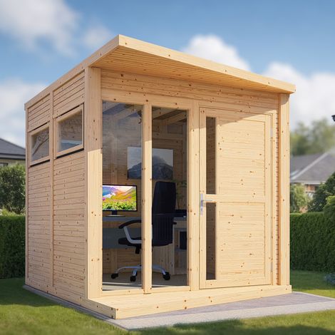 Studio de jardin bois Bertilo Concept Office avec plancher 5,28m² naturel (1/5)