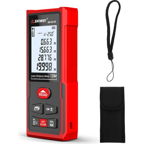 120M Infrared Laser Measure Tool, Pythagorean Area and Volume Measurement, M/in/ft Unit Switch (Battery-Free) (1/5)