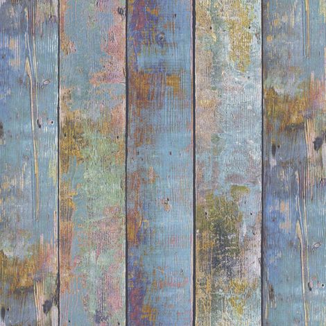 Wooden Plank Wallpaper Multicoloured Paste The Wall Textured Vinyl 10m Roll (1/4)