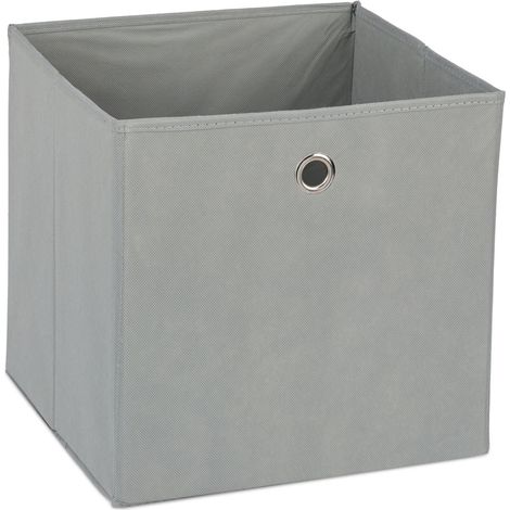 Lote de 2 cajas de almacenaje plegables para ropa y accesorios 30 x 30 x 30 cm de poliéster gris 130006427 (1/5)