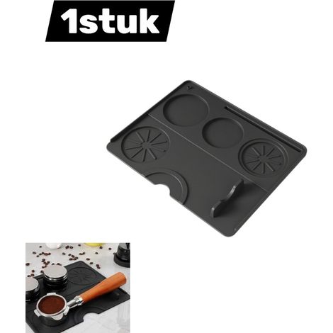 Tapis de tassage à café en silicone alimentaire antidérapant forme inclinée pour accessoires de machine à expresso et outils de barista 200 x 250 mm couleur noire (1/5)