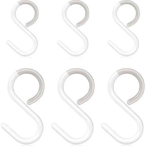 Sechs S-Haken aus Kunststoff – geräuschlos, rostfrei und mit flexiblen Armen – geeignet für Schränke und viele andere Anwendungen. (1/5)