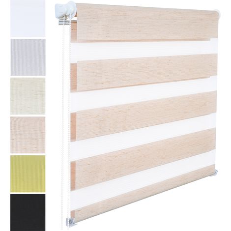 WOLTU Tenda a Rullo Doppio Oscurante per Interni Senza Foratura Avvolgibile Colore Naturale 100x150cm (1/5)