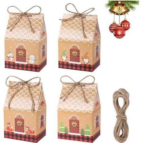 24 Pcs Boite Cadeau Noel,Boite de Chocolat Noël avec 10 m Corde Chanvre, Decoration Fete Noel Boite Gateau Noel pour Emballage Cadeau Noel, Bonbon Noel, Bonbons, Biscuits, Jouets, Cupcakes (1/5)