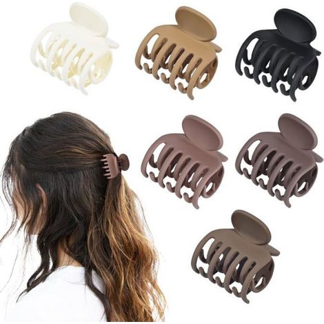 Pinces à cheveux fines, lot de 6, double rangée de dents, 4 cm, finition mate antidérapante, accessoires pour cheveux courts,... (1/4)