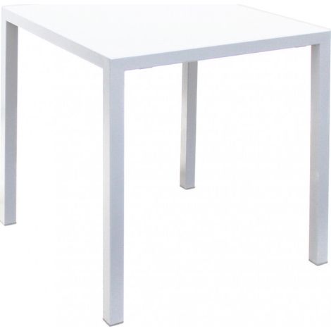 Tavolo quadrato autolivellante bianco in metallo 80x80xH75 cm (1/4)