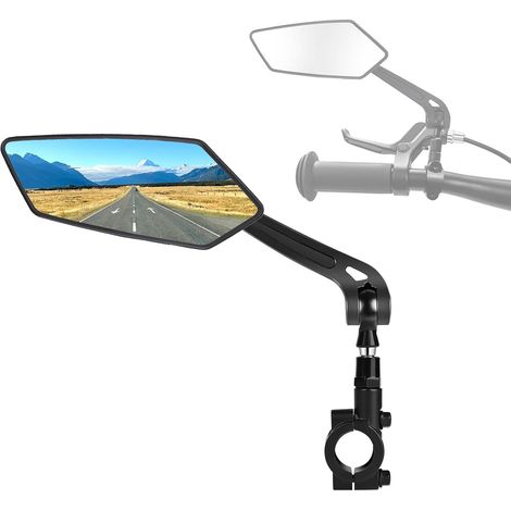 Rétroviseur vélo gauche, pliable et rotatif 360°, universel sans distorsion pour sécurité. (1/5)