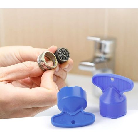 Set di 10 aeratori rimovibili, 5 misure, chiave per aeratore, chiave per aeratore del rubinetto per filtro del rubinetto integrato, aeratore nascosto (1/4)