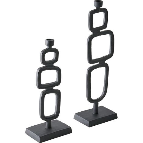 Set di 2 portacandele in alluminio nero 35/48 cm Sipanje