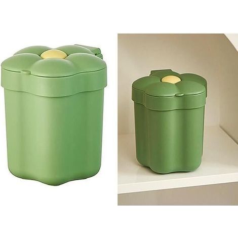 Büro-Mülleimer, Tischdekoration, Recyclingbehälter aus Kunststoff, blumenförmiger Mülleimer mit Deckel, fürs Schlafzimmer, 1 Stück (1/4)