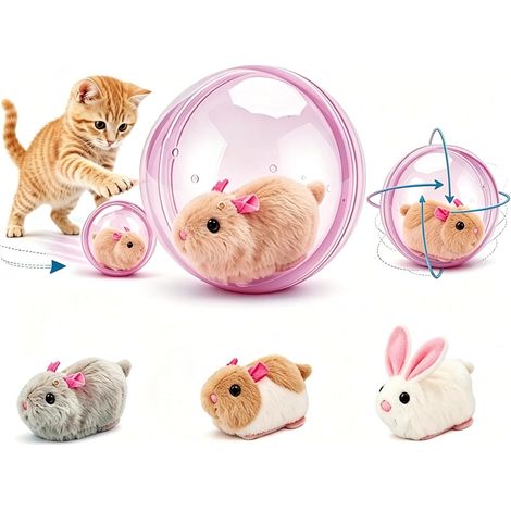 Balle Interactive Auto-Roulante 2026 – Jouet Poursuite 360° pour Chat et Chien, Balle à Mouvement Automatique pour Jeu d’Intérieur (Rose - Souris - A) (1/5)