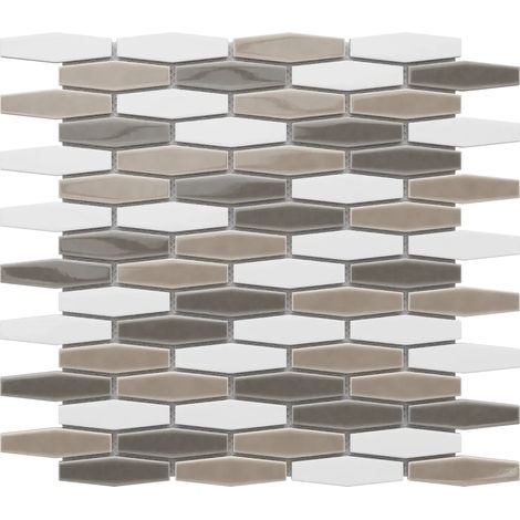 Mosaico in ceramica su rete per bagno e cucina 30.2cm x 30.4cm - Long hexagon (1/5)