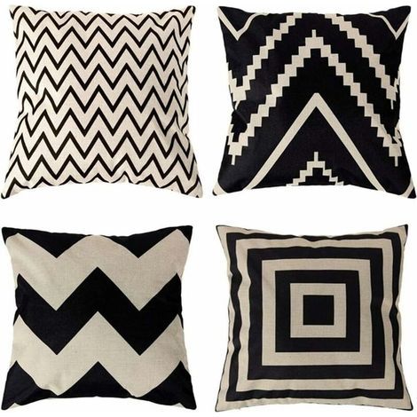 Fundas de cojín de 4 piezas, 45 x 45 cm, fundas de almohada cuadradas decorativas, fundas para cojines de sofá, estampado animal en blanco y negro, decoración de lino para el hogar, dormitorio, sala d (1/5)