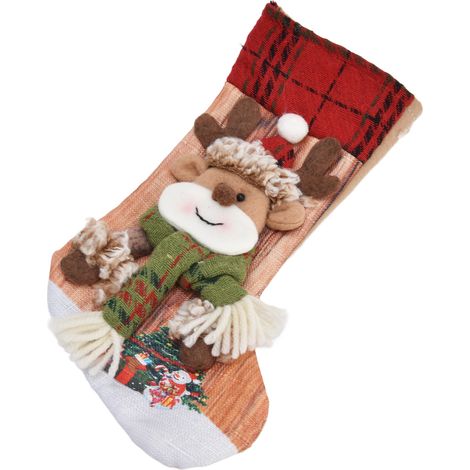 Chaussette de Noël imprimée en 3D, décoration de sapin ou de cheminée, motif cerf (1/5)