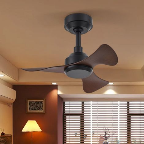 Ventilateur de plafond 56 cm sans éclairage, moteur DC silencieux, 6 vitesses, télécommande, faible consommation d'énergie,Noyer noir (1/5)