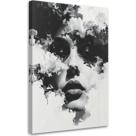 Stampe su Tela, Donna in bianco e nero con effetto fumo, 80x120 (1/5)