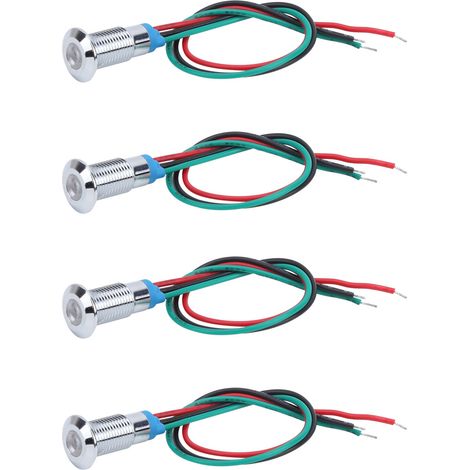 Lot de 4 voyants LED à cathode commune, composants de contrôle industriel, 8 mm, 110-220 V, rouge et vert (1/5)