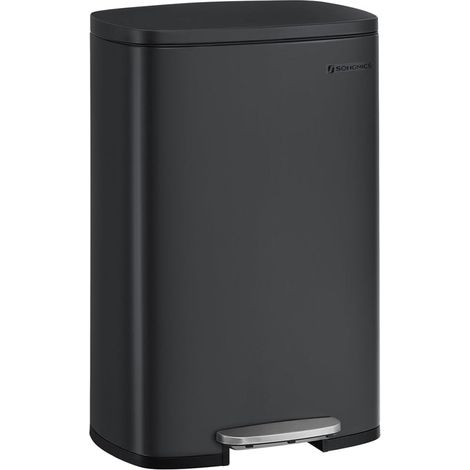 Pattumiera a pedale da 50 litri con secchio interno in plastica coperchio con chiusura ammortizzata antiodore nera 120007186