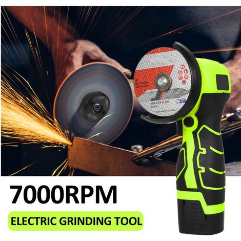 Mini Meuleuse Sans Fil, 16.8V Mini Disqueuse Sans Fil, Meuleuse D'angle Sans Fil avec Chargeur et 2 Batteries 2000 mAh, 7000 RPM, 6 Disques de Coupe pour Meuler et Polir, Couper,vert (1/5)