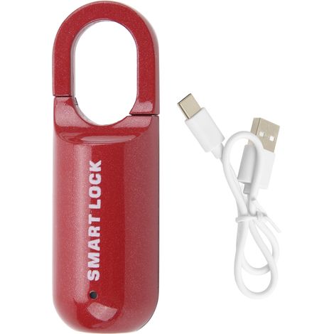 Ortviai Serrure à empreintes digitale rechargeable USB anti-vandalisme pour valises, coffres et casiers sportifs (rouge, batterie incluse) (1/3)