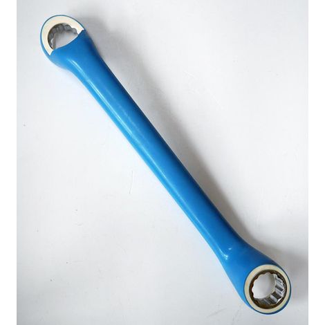 Clé polygonale contre coudée 12 Pans 24mm-27mm isolé bleu ATEX I deux têtes acier au chrome vanadium DERANCOURT (1/2)