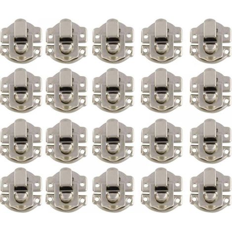 Riegel und Schloss, kleine Vintage-Metallbox mit Schnallenverschluss, Vintage-Boxtür, Muschel-Eisenbox-Set, antiker Schubladenriegel (silber)