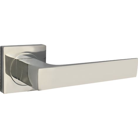 domino Türgriff ohne Schlossrosette quadratischen Rosetten Türklinke für Zimmertür, Bürotür Türbeschläge aus Aluminium Nickel Türdrückergarnitur QUADRADO-QR M9 (1/5)