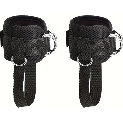 1 paire de sangles de cheville pour accessoires de machine à câbles, sangles de cheville réglables pour salle de sport d'intérieur avec 4 anneaux en D pour les extensions de jambes, les exercices pour (1/5)
