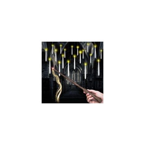 Velas LED flotantes, velas colgantes mágicas – 20 unidades con varita de control remoto, luz cálida parpadeante, velas sin llama a pilas para Halloween, Navidad, cumpleaños y decoración de fiestas - C