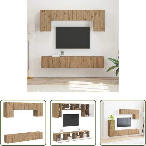 vidaXL Wandregal - TV-Schrankset 4 pcs Geräucherte Eiche Holzwerkstoff (1/5)
