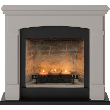TAGU Cheminée électrique à bougies parfumées - HELMI Zenflame - Effets flammes et crépitement - Beige
