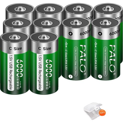 Batería de litio, capacidad de 15000 mWh, carga rápida, 10 baterías de tamaño C. (1/2)