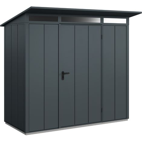 Hörmann Metall-Gerätehaus Berry Modern mit Pultdach Typ 1, 248 x 153 cm, anthrazitgrau, 3,8 m², 1-flüglige Tür (1/5)