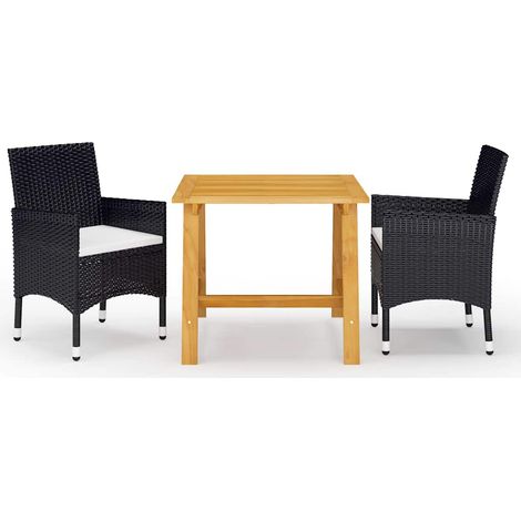 vidaXL Juego de comedor de jardín de 3 piezas negro (1/5)