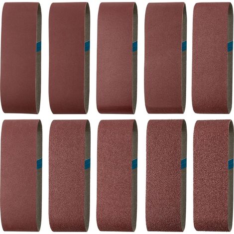 Schleifband 75 x 533 mm, 2 x Körnung 40/60/80/100/120/150/180/240/320/400 (Korrektur/Mittel/Fein/Fein), zum Polieren und zur Staubentfernung, ideal für Holz (20 Stück) (1/5)