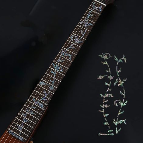 Maqueu de touche, autocollant d'incustation, à pose soi-même, pou guitae électique et basse acoustique, motif d’abe de vie, bleu abalone