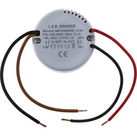SeKi Alimentatore da incasso rotondo 12 Volt 12 Watt / 1 Ampere LED Alimentatore Driver trasformatore – Diametro x H 55 x 23 mm adatto in scatole da incasso