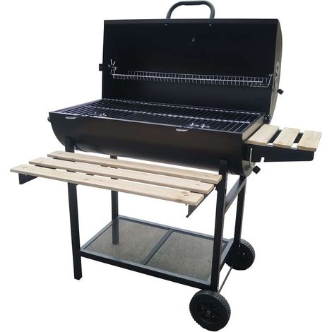 Barbecue a Carbone Rettangolare in Acciaio con Coperchio Mensola e Ruote 106x64x94 cm - C&BBQ (1/3)